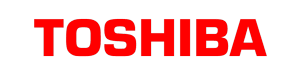 TOSHIBA_Logo Red Toshiba logo on a gray background.