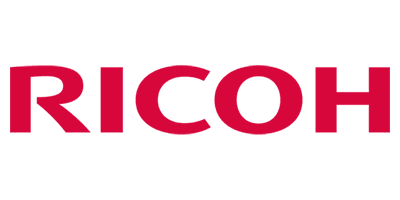 logo_ricoh Ricoh company logo with red letters on grey background.