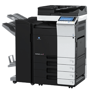 Office multifunction printer with finisher.