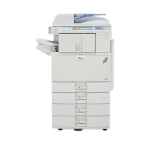 Ricoh multifunction office printer copier on white background.