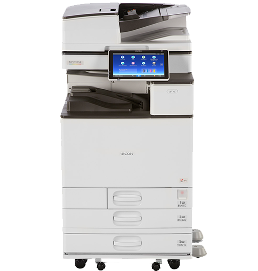 Modern Ricoh multifunction printer/copier machine.