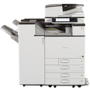 Modern Ricoh multifunction office printer/copier machine.