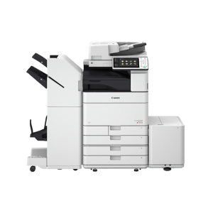 Large Canon multifunction office printer with finisher