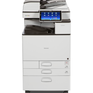 Modern multifunction office printer with touchscreen display.