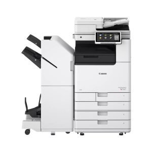 Canon multifunction office printer with finisher attachment